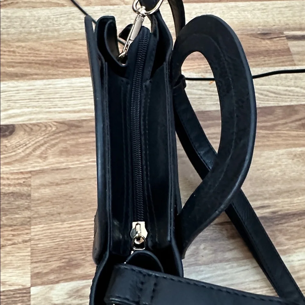 Black Small Handbag adjustable Crossbody strap faux leather
